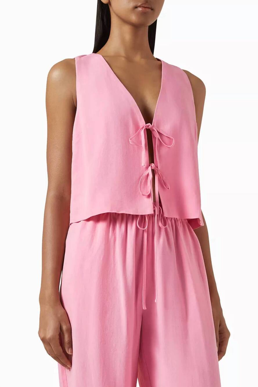 NEW MINKPINK melody tie crop top in pink